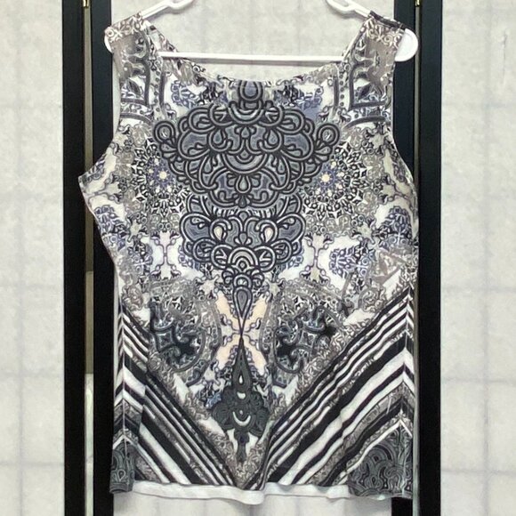 World Unity 2 Piece Set Jeweled Sheer Flutter Batwing Overblouse & Tank Black XL - Picture 5 of 14